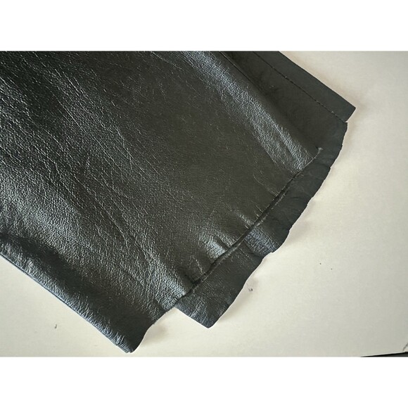 Oscar Piel Black Leather Pants Vintage Raw Hem Boot Cut Y2K 32X33 Side Zip EUC - Picture 5 of 5